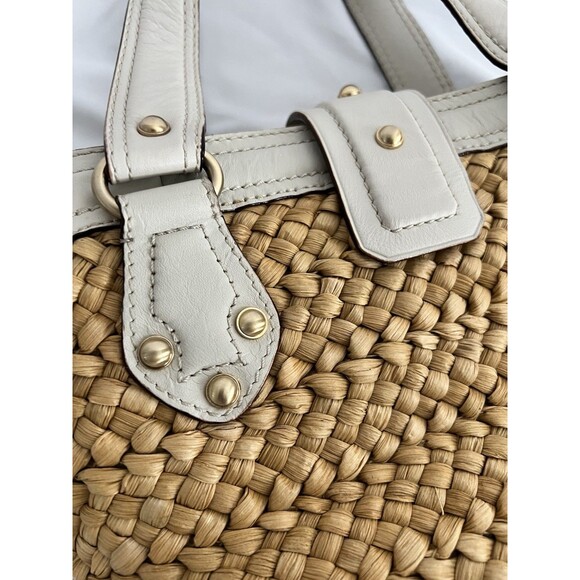 Michael Kors Straw And Ivory Leather Handbag EUC - Picture 6 of 11